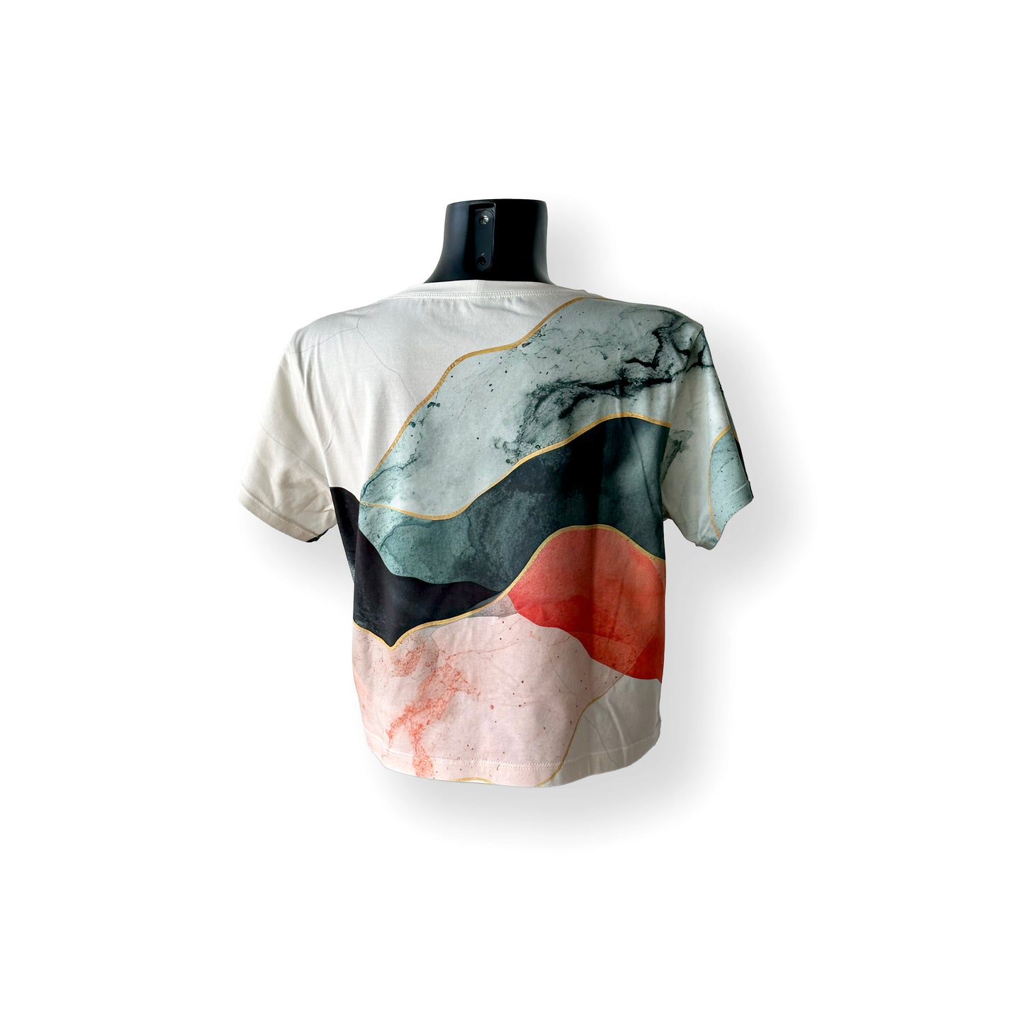 Printed Cotton Crop T-Shirt with Swarovski Detail
