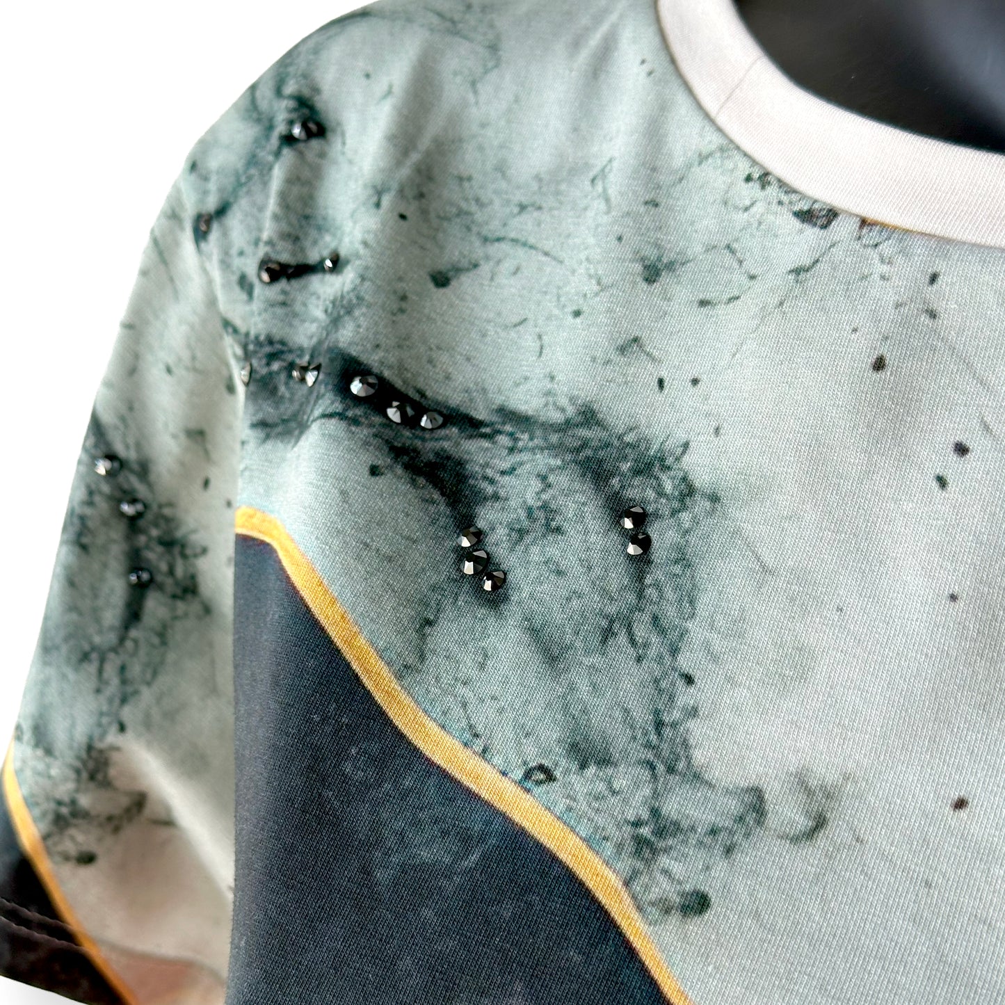 Printed Cotton Crop T-Shirt with Swarovski Detail